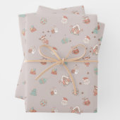 ヴィンテージクリスマスラッピング紙3枚 ラッピングペーパーシート (インサイチュ)