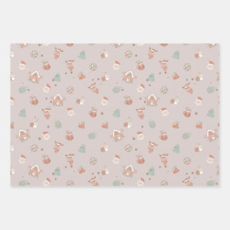 ヴィンテージクリスマスラッピング紙3枚 ラッピングペーパーシート