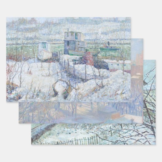 ヴィンテージクリスマスラッピング紙NEW YORK & FRANCE ラッピングペーパーシート (セット)