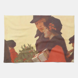 ヴィンテージクリスマスラブ&ロマンスギフトショッピング キッチンタオル