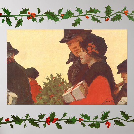 ヴィンテージクリスマスラブ&ロマンスギフトショッピング ポスター