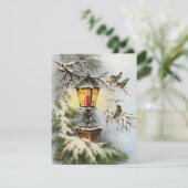ヴィンテージクリスマスランタンライトと鳥 シーズンカード (スタンド正面)