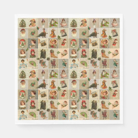 ヴィンテージクリスマスランチョン紙ナプキンス スタンダードランチョンナプキン (正面)