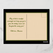 ヴィンテージクリスマスランドスケープベビーガールブラックドレス 箔シーズンポストカード (裏面)