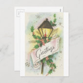 ヴィンテージクリスマスランプポスト シーズンポストカード (正面/裏面)