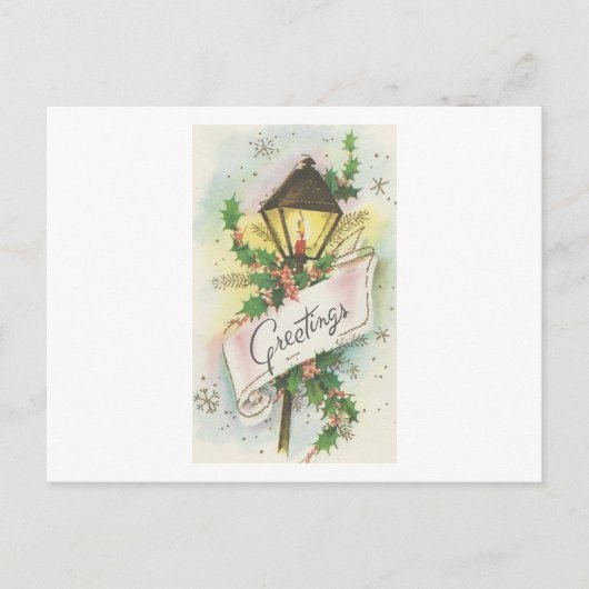 ヴィンテージクリスマスランプポスト シーズンポストカード (正面)