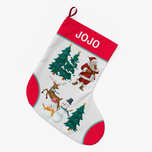 ヴィンテージクリスマスラージクリスマスストッキング ラージクリスマスストッキング (正面 (吊り時))