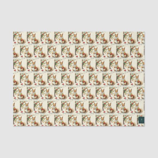 ヴィンテージクリスマスリスティッシュペーパー 薄葉紙 (正面)