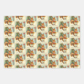 ヴィンテージクリスマスリスGiftwrapバラエティーパック ラッピングペーパーシート (正面3)