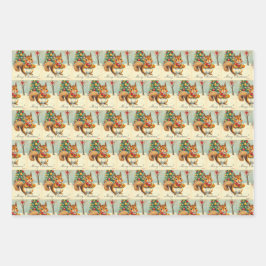 ヴィンテージクリスマスリスGiftwrapバラエティーパック ラッピングペーパーシート