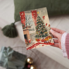 ヴィンテージクリスマスリビングルームとフェスティバルホーム シーズンカード