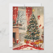 ヴィンテージクリスマスリビングルームとフェスティバルホーム シーズンカード (正面)