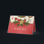 ヴィンテージクリスマスリボンスターサンキューカード サンキューカード<br><div class="desc">サンキューカード結婚または赤ちゃんシャワーカード</div>