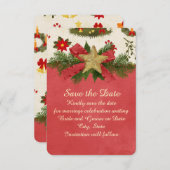 ヴィンテージクリスマスリボンスターデートを保存 セーブザデート (正面/裏面)