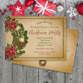 ヴィンテージクリスマスリースのパーチメントパーティー 招待状