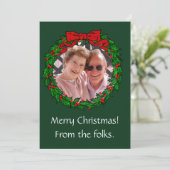 ヴィンテージクリスマスリースのフレームと写真 カード (スタンド正面)