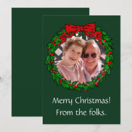 ヴィンテージクリスマスリースのフレームと写真 カード