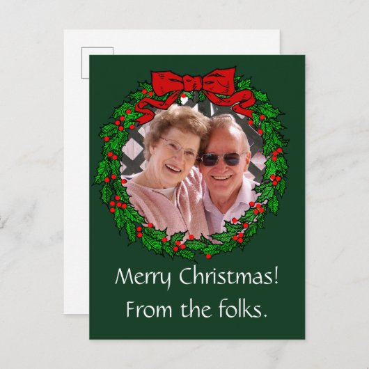 ヴィンテージクリスマスリースのフレームと写真 ポストカード (正面/裏面)