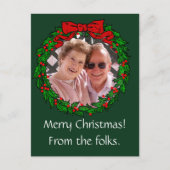 ヴィンテージクリスマスリースのフレームと写真 ポストカード (正面)