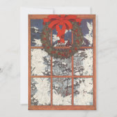 ヴィンテージクリスマスリースの窓の招待状 招待状 (正面)