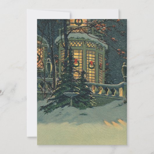 ヴィンテージクリスマスリースの窓の招待状 招待状 (正面)