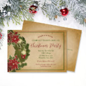 ヴィンテージクリスマスリースオンパーチメントパーティー 招待状