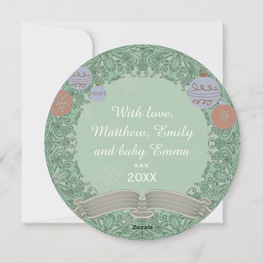 ヴィンテージクリスマスリースカスタム写真 シーズンカード (裏面)