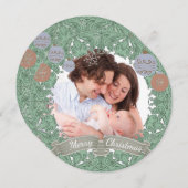 ヴィンテージクリスマスリースカスタム写真 シーズンカード (正面/裏面)