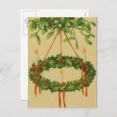 ヴィンテージクリスマスリースシャンデリア シーズンポストカード (正面/裏面)