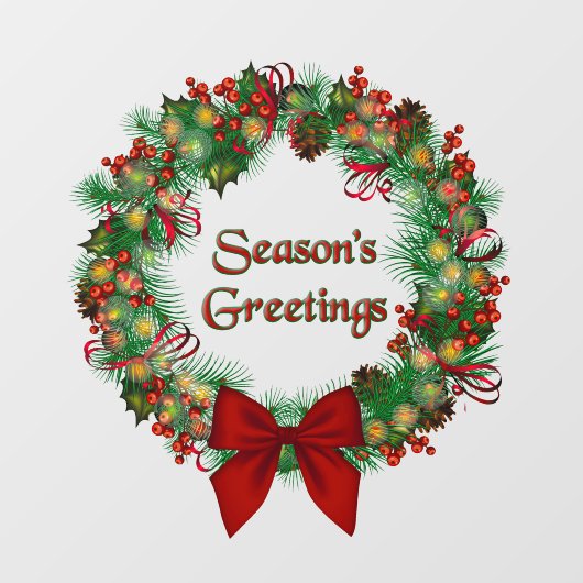 ヴィンテージクリスマスリースシーズンのグリーティングウィンドウ ウィンドウサイン (シート)