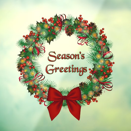 ヴィンテージクリスマスリースシーズンのグリーティングウィンドウ ウィンドウサイン (シート3)