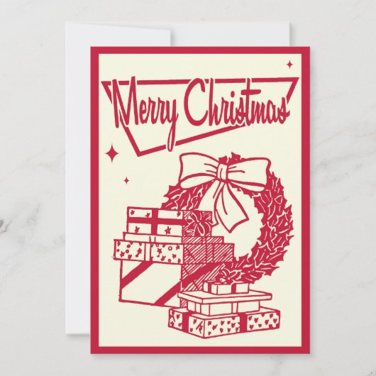 ヴィンテージクリスマスリースパーティの招待状 招待状 (正面)