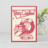 ヴィンテージクリスマスリースパーティの招待状 招待状 (スタンド正面)