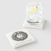 ヴィンテージクリスマスリースファミリー名 ストーンコースター (横)