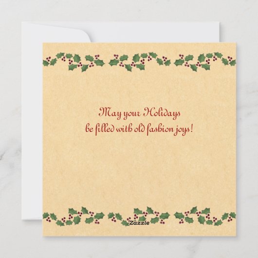 ヴィンテージクリスマスリースフラットクリスマスカード シーズンカード (裏面)