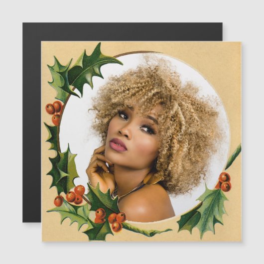 ヴィンテージクリスマスリースホリーフォトフレーム (正面/裏面)