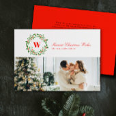 ヴィンテージクリスマスリースモノグラムランドスケープ シーズンカード