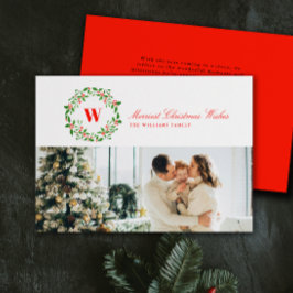 ヴィンテージクリスマスリースモノグラムランドスケープ シーズンカード