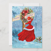 ヴィンテージクリスマスリースレッドグリッターガールホリデー (正面)