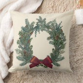 ヴィンテージクリスマスリースレッドボウレッドピロー クッション (ブランケット)