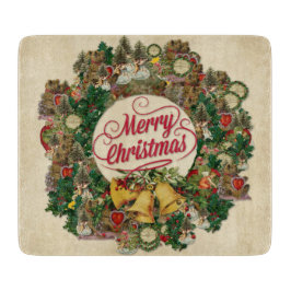 ヴィンテージクリスマスリース(メリークリスマス) カッティングボード