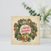 ヴィンテージクリスマスリース（メリークリスマス） カード (スタンド正面)