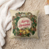 ヴィンテージクリスマスリース（メリークリスマス） クッション (ブランケット)
