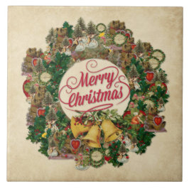 ヴィンテージクリスマスリース(メリークリスマス) タイル