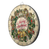 ヴィンテージクリスマスリース（メリークリスマス） ダーツボード (正面右)