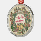 ヴィンテージクリスマスリース（メリークリスマス） メタルオーナメント (左)