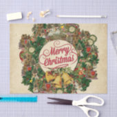 ヴィンテージクリスマスリース（メリークリスマス） 薄葉紙 (クラフト)