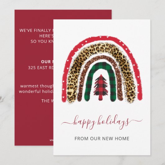 ヴィンテージクリスマスレインボーウェーブムーヴホリデーカード (正面/裏面)