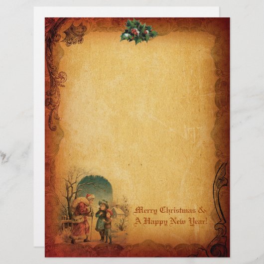 ヴィンテージクリスマスレター紙 (正面/裏面)