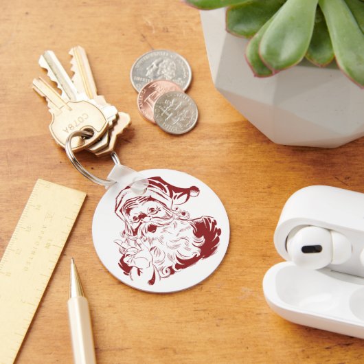 ヴィンテージクリスマスレッドすてきレトロサンタクロース キーホルダー (デスク)